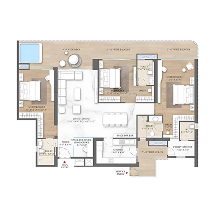 Smartworld The Edition 3 BHK Floor Plan